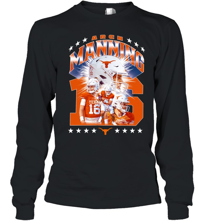 Arch Manning Texas Longhorns No 16 Collage Long Sleeve Tee