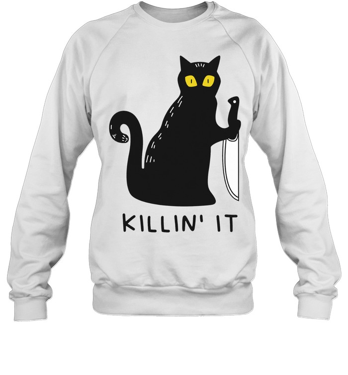 Black cat holding knife killin’ it Sweatshirt