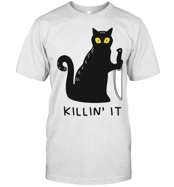 Black cat holding knife killin’ it Unisex T-Shirt