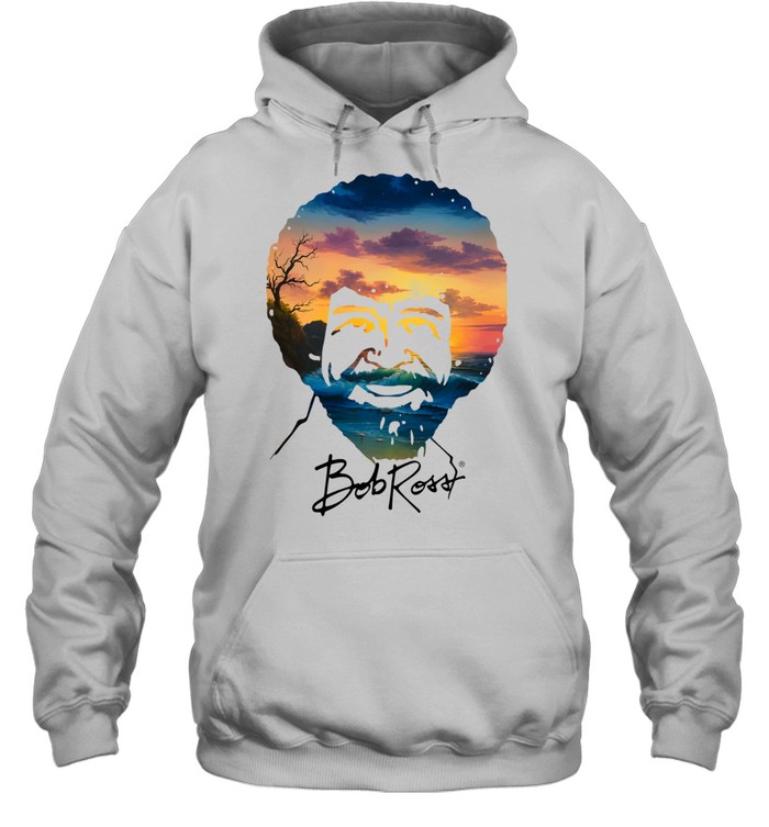 Bob Ross Double Exposure Nature Landscape Hoodie