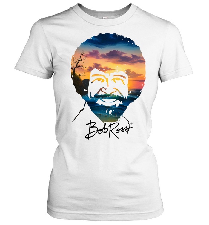 Bob Ross Double Exposure Nature Landscape Women T-Shirt