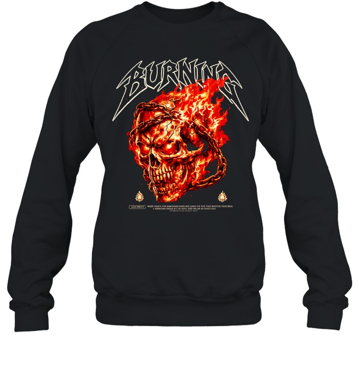 Burning Skull with Chains and Fire gothic Sweatshirt