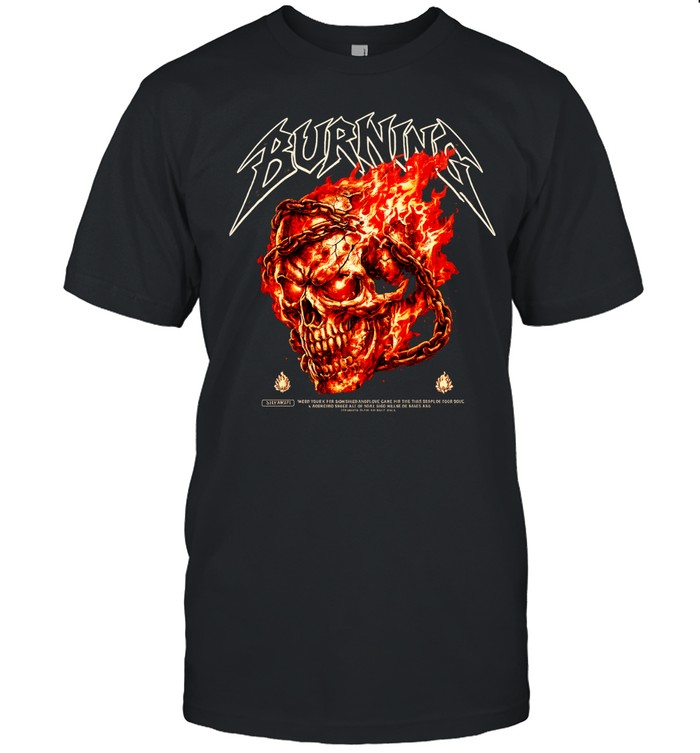 Burning Skull with Chains and Fire gothic Unisex T-Shirt