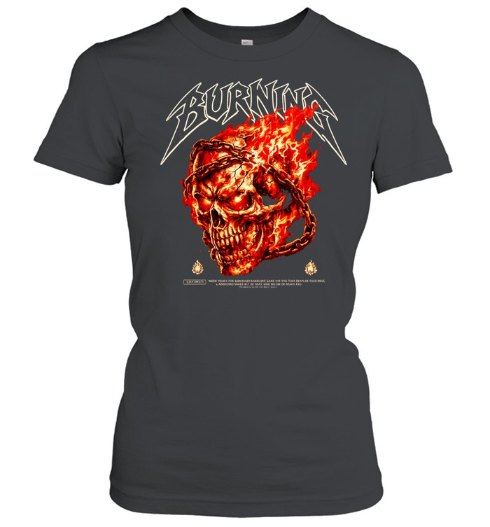 Burning Skull with Chains and Fire gothic Women T-Shirt