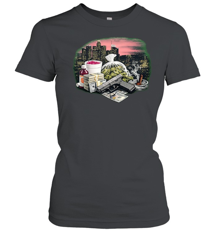 Crime Pays Los Angeles Cityscape Bootleg Women T-Shirt