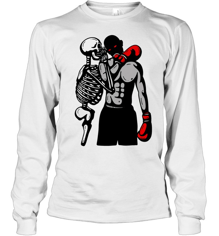 Dark Aesthetic Skeleton Boxer Whispering Shadow Boxing Underground Long Sleeve Tee