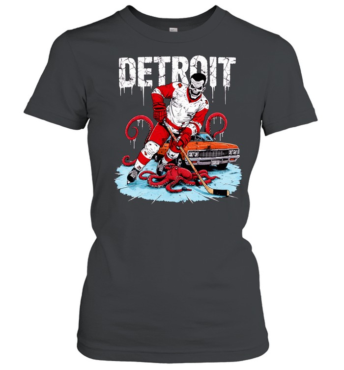 Detroit Red Wings Hockey Skull Tentacles Car Women T-Shirt