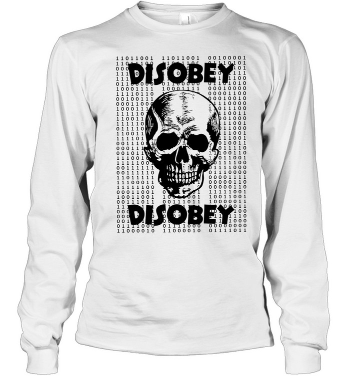 Disobey Skull Binary Code hacker cyberpunk Long Sleeve Tee