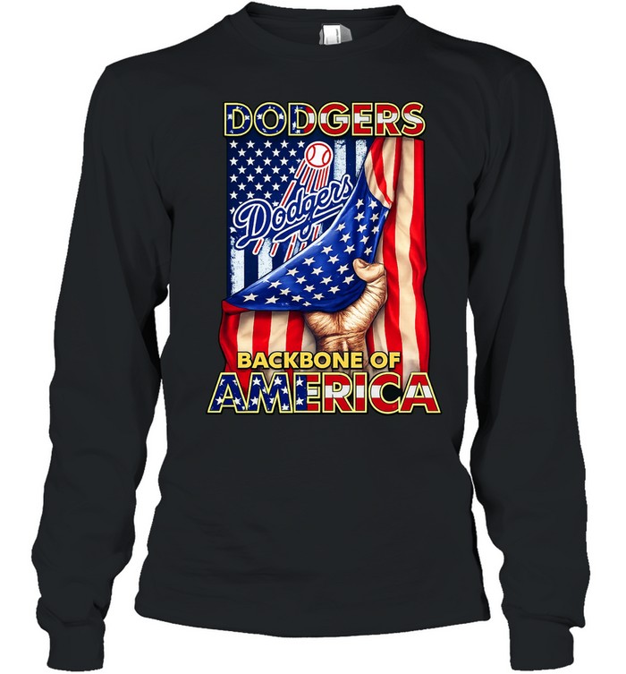 Dodgers Backbone of America baseball Long Sleeve Tee