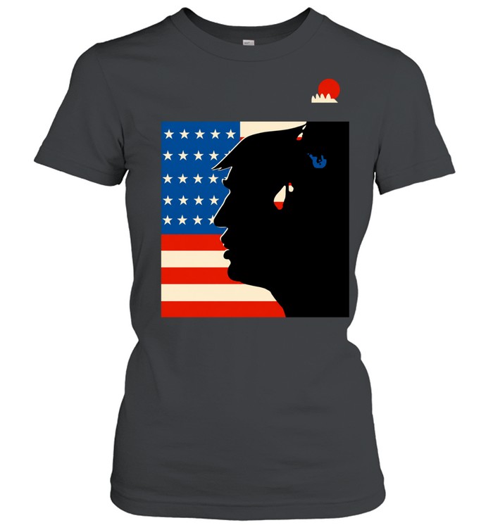 Donald Trump Silhouette Falling Man American Flag Women T-Shirt