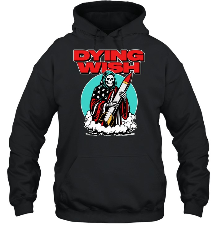 Dying Wish Reaper holding Missle American Flag Patriotic Death Metal Hoodie