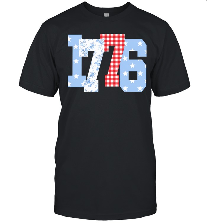 Floral Gingham Stars 1776 Patriotic America 4th of July Unisex T-Shirt