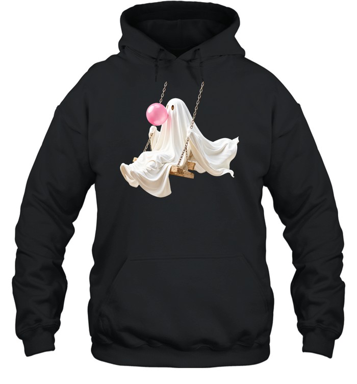 Ghost swinging and blowing bubble gum Hoodie