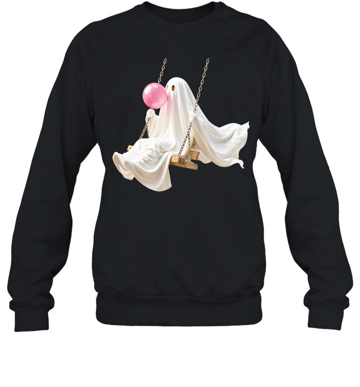 Ghost swinging and blowing bubble gum Sweatshirt