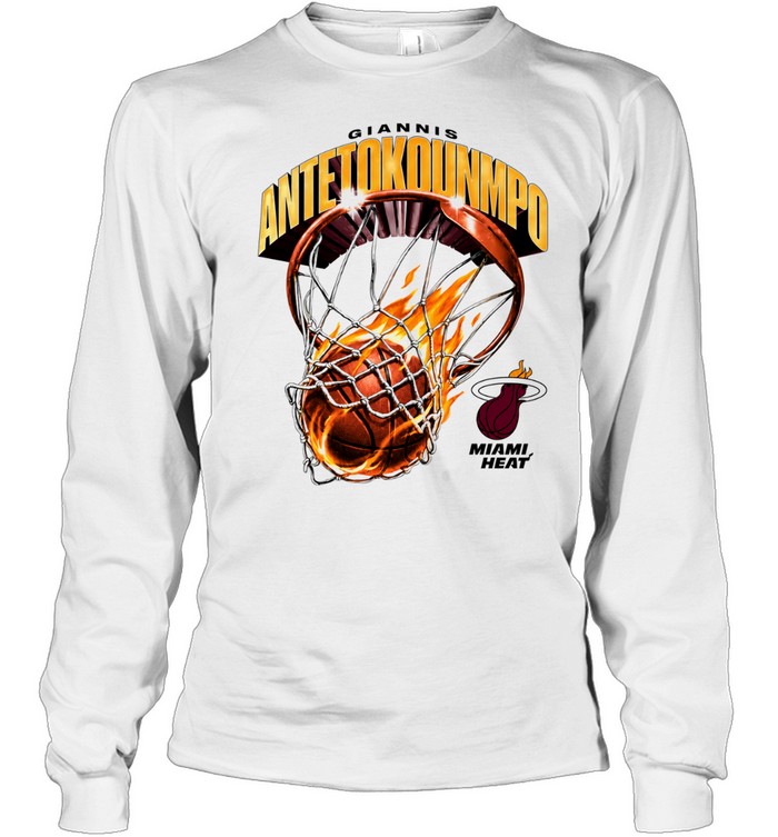Giannis Antetokounmpo Miami Heat basketball hoop flame Long Sleeve Tee