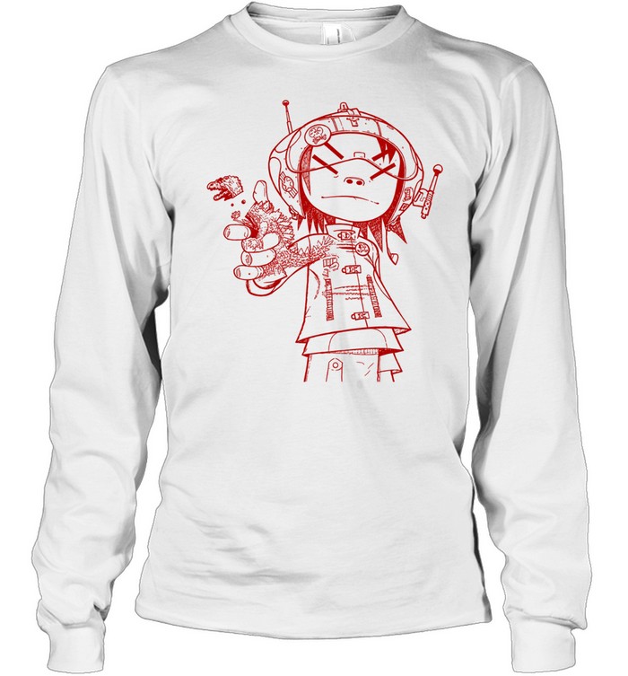 Gorillaz Noodle Line Drawing Long Sleeve Tee