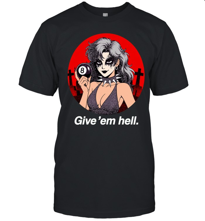 Goth Girl with 8 Ball Give ’em Hell spiked choker Unisex T-Shirt