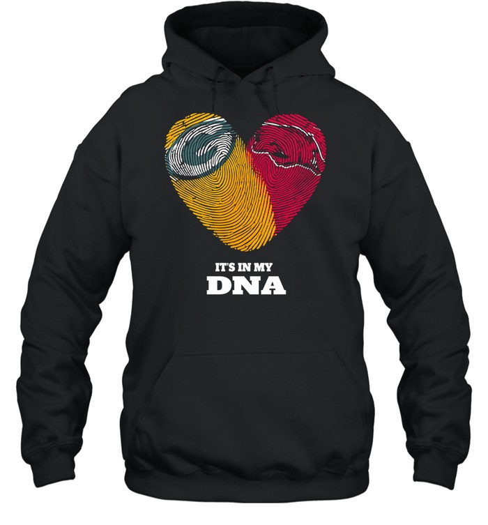 Green Bay Packers and Arizona Razorbacks It’s in My DNA Fingerprints Heart Love Fans Hoodie