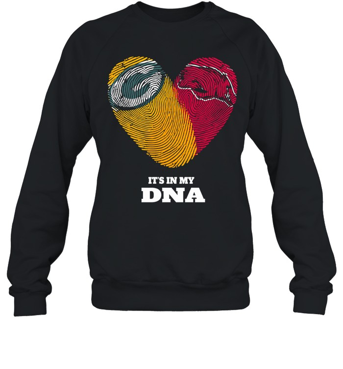 Green Bay Packers and Arizona Razorbacks It’s in My DNA Fingerprints Heart Love Fans Sweatshirt