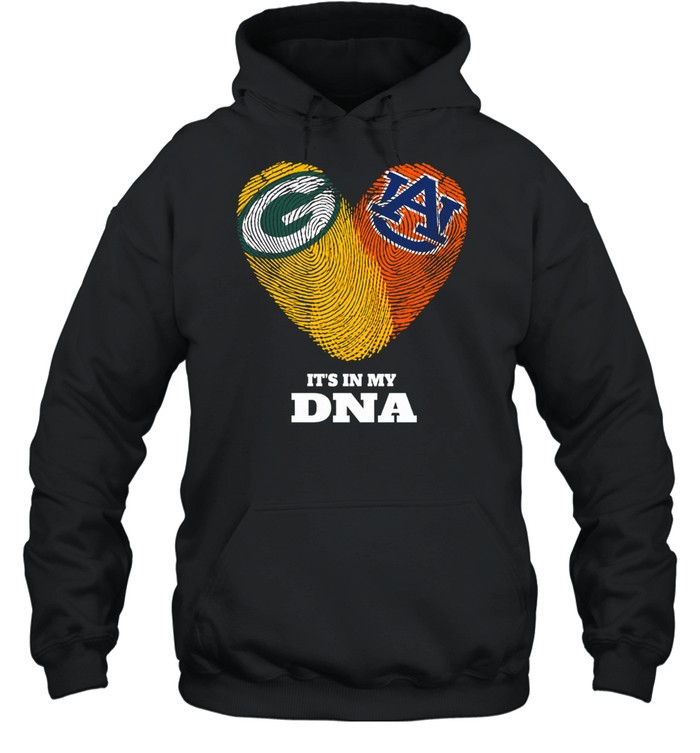 Green Bay Packers and Auburn Tigers It’s in My DNA Fingerprints Heart Love Fans Hoodie