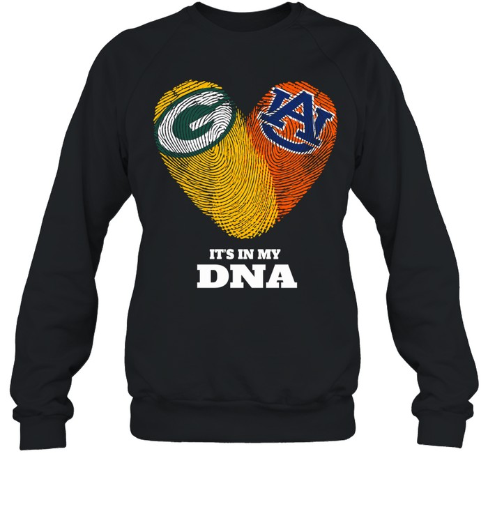 Green Bay Packers and Auburn Tigers It’s in My DNA Fingerprints Heart Love Fans Sweatshirt