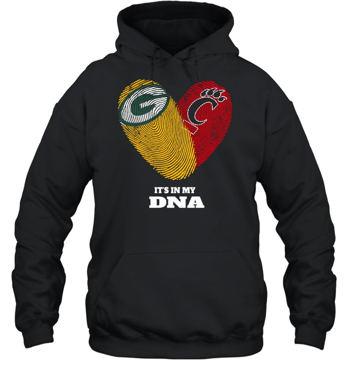 Green Bay Packers and Cincinnati Bearcats It’s in My DNA Fingerprints Heart Love Fans Hoodie