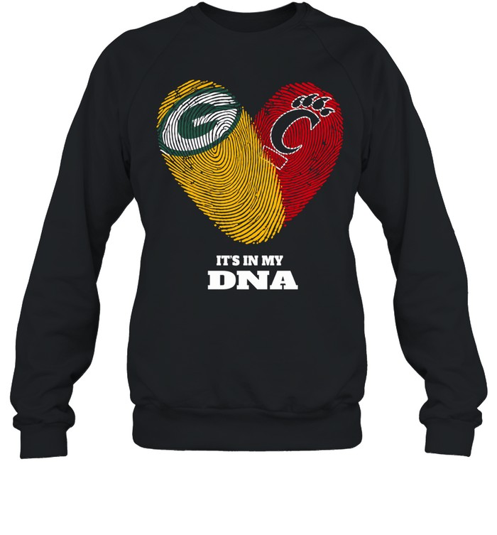Green Bay Packers and Cincinnati Bearcats It’s in My DNA Fingerprints Heart Love Fans Sweatshirt