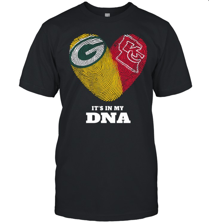 Green Bay Packers and Houston Cougars It’s in My DNA Fingerprints Heart Love Fans Unisex T-Shirt