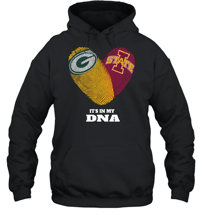 Green Bay Packers and Iowa State Cyclones It’s in My DNA Fingerprints Heart Love Fans Hoodie