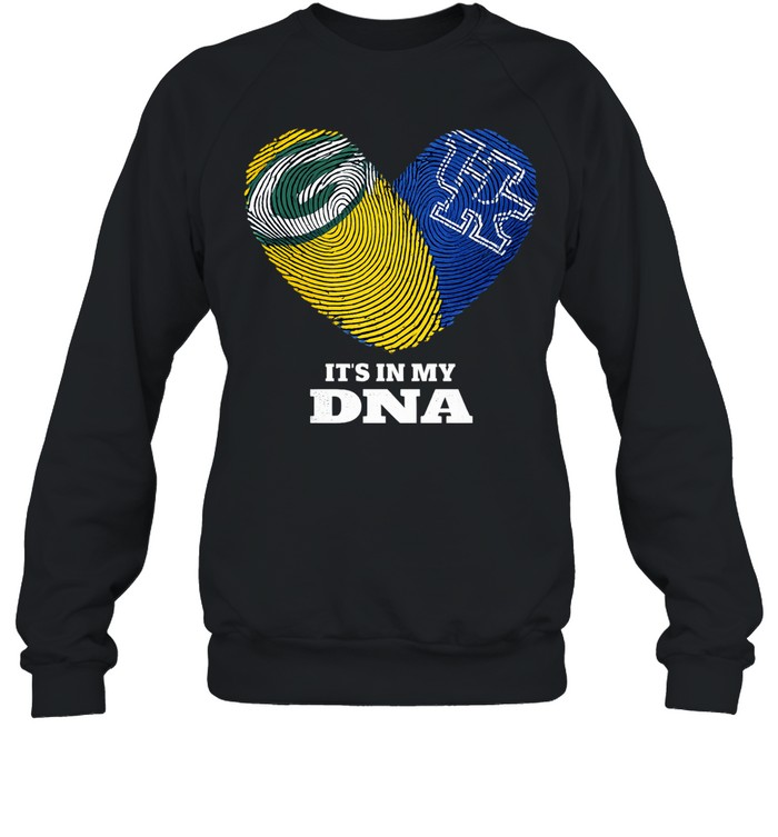 Green Bay Packers and Kentucky Wildcats It’s in My DNA Fingerprints Heart Love Fans Sweatshirt