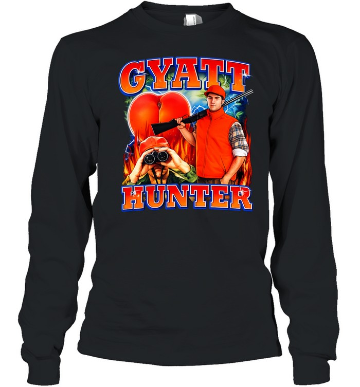 Gyatt Hunter funny slang hunting peach Long Sleeve Tee