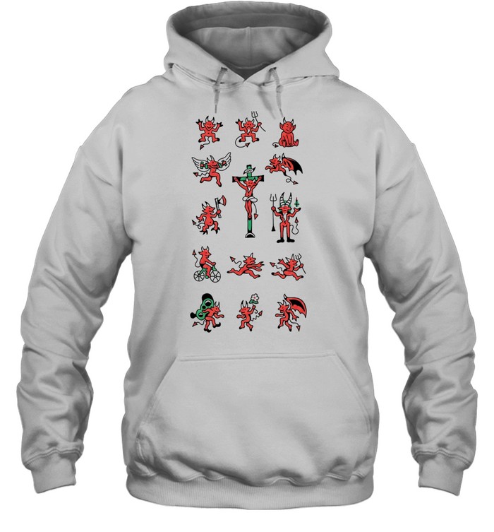 Hand Drawn Red Devil Flash Art Tattoo Hoodie