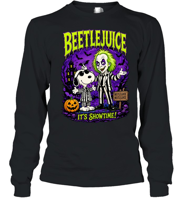 It’s Showtime Beetlejuice x Snoopy Halloween Long Sleeve Tee