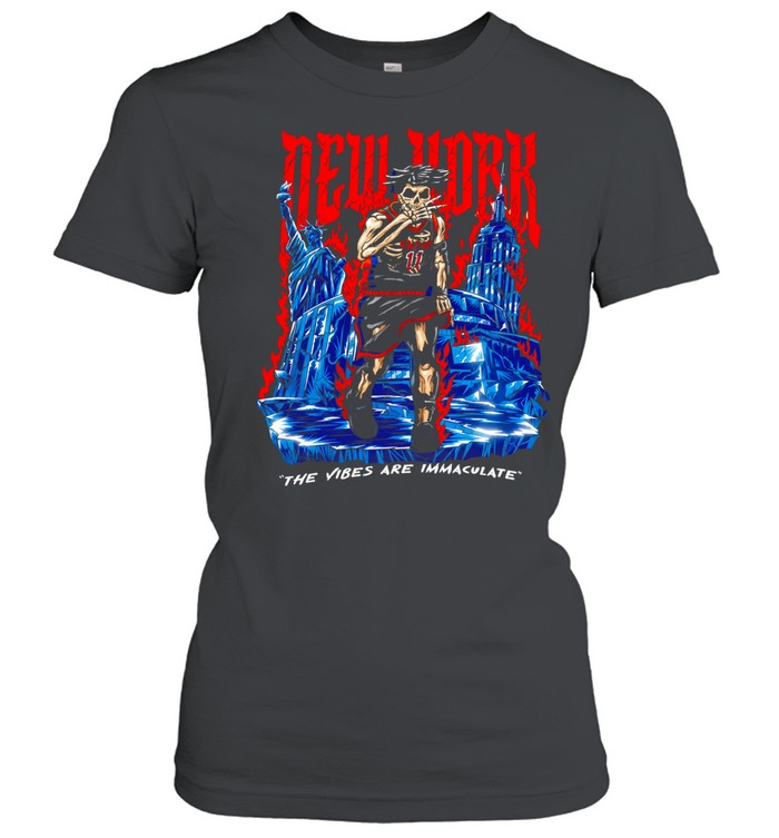 Jalen Brunson Skeleton New York Knicks Basketball The Vibes are Immaculate Women T-Shirt