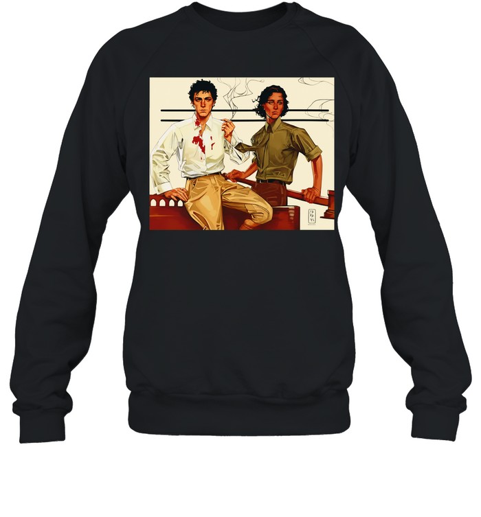 JAPH Two Men Smoking and Bloodied Sweatshirt