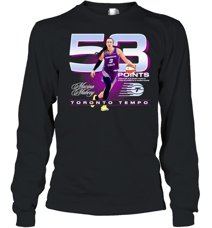 Marina Mabrey Points Toronto Tempo Milestone signature Long Sleeve Tee