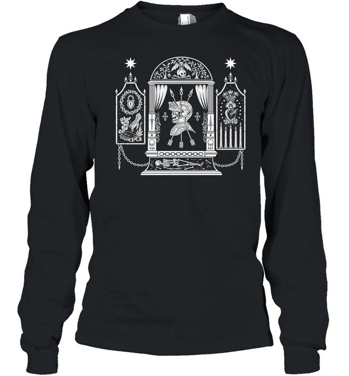 Mausoleum Gothic Skeleton Knight Archway Long Sleeve Tee