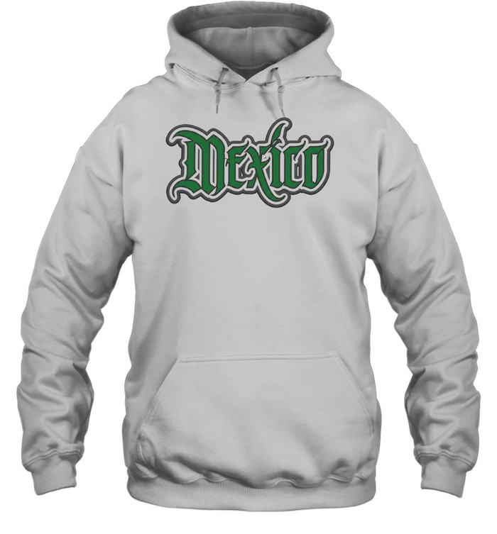Mexico Embroidered Green and Grey Logo White Hoodie