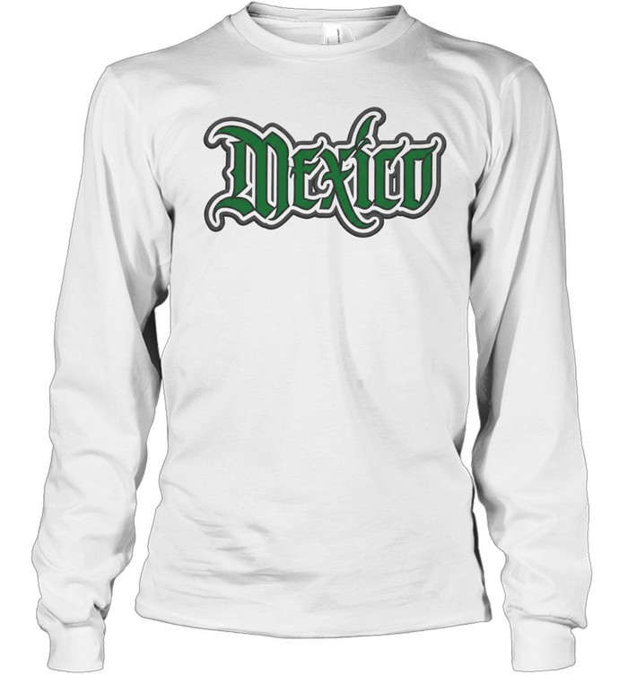 Mexico Embroidered Green and Grey Logo White Long Sleeve Tee