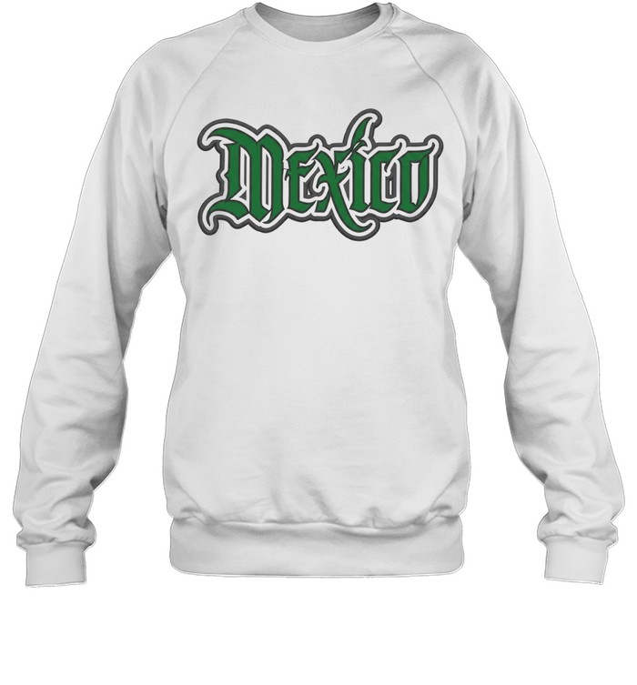 Mexico Embroidered Green and Grey Logo White Sweatshirt