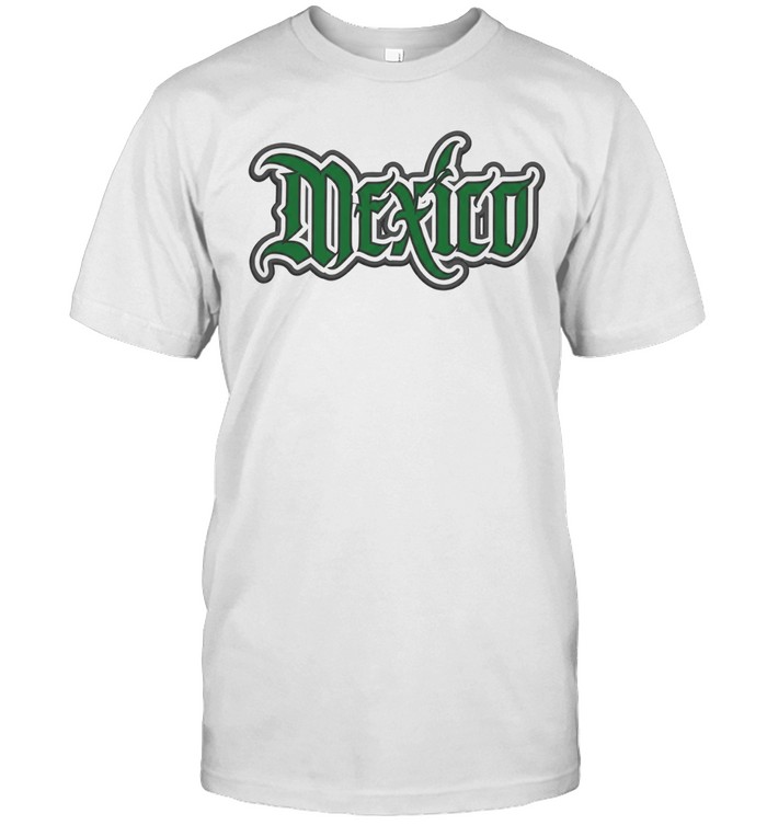 Mexico Embroidered Green and Grey Logo White Unisex T-Shirt
