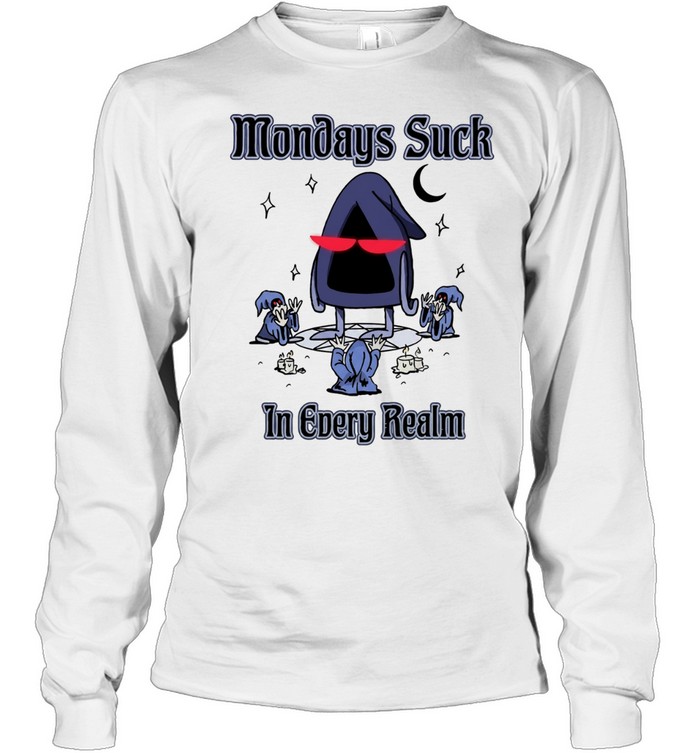 Mondays Suck In Every Realm Cult Wizard Funny Meme Long Sleeve Tee