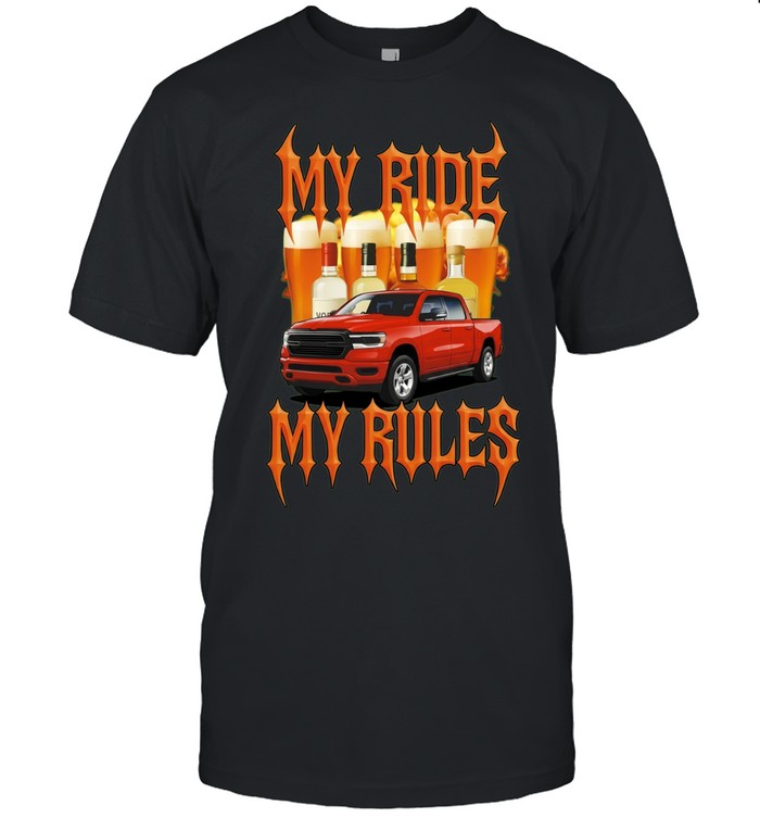 My Ride My Rules Red Pickup Truck with Beer and Liquor Unisex T-Shirt
