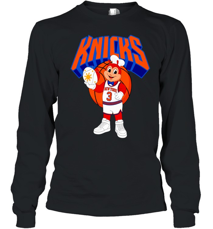 New York Knicks Jollibee fast food mascot jersey basketball humor Long Sleeve Tee