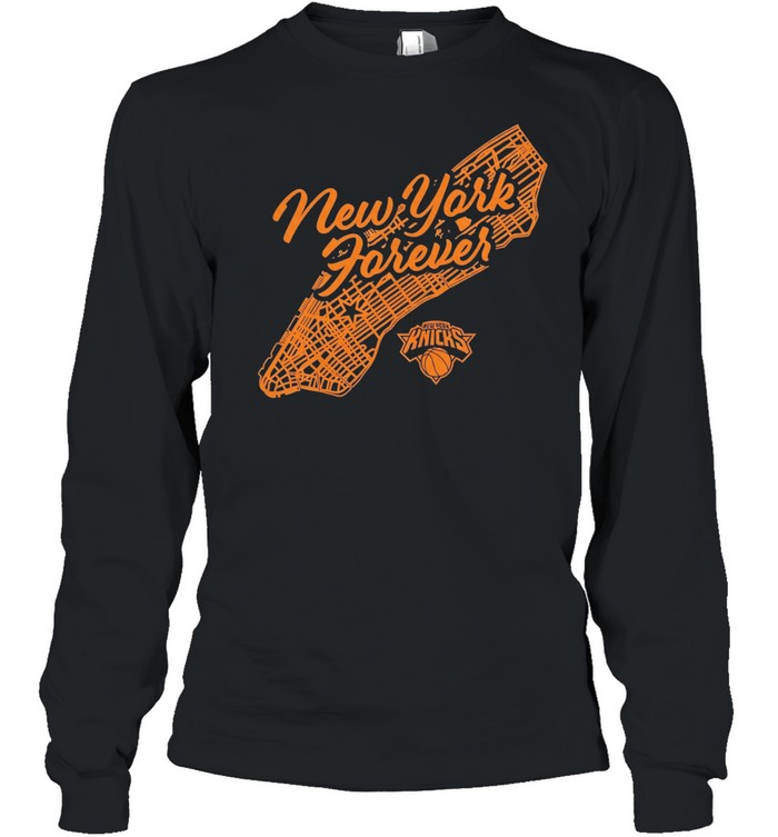 New York Knicks New York Forever Manhattan Map logo Long Sleeve Tee