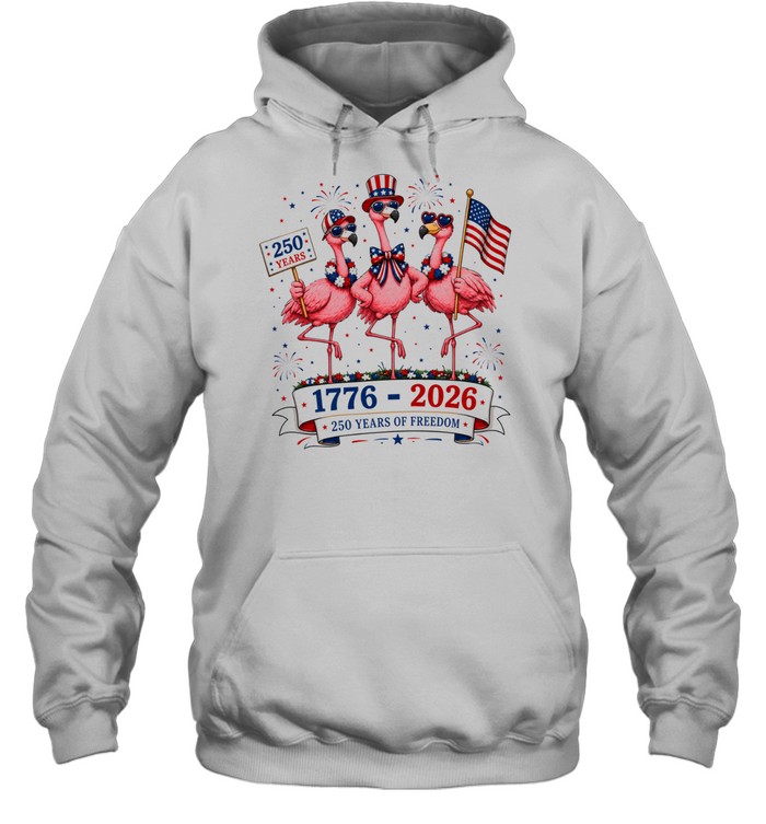 Patriotic Flamingo 250 Years Freedom USA 4th of July 1776 2026 Hoodie