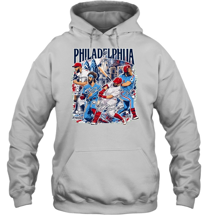 Philadelphia Phillies Stars Trea Turner Bryce Harper Kyle Schwarber on Marsh Baseball All Star 2026 Signature Hoodie