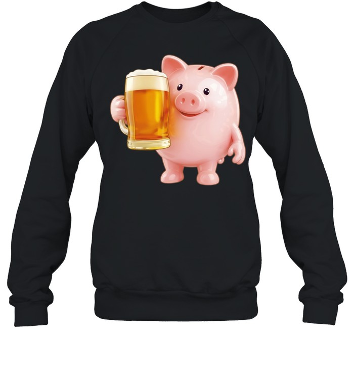 Piggy Bank With Beer funny pig drinking Sweatshirt