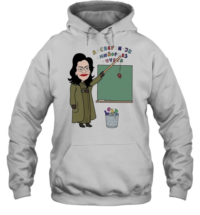 Political Cartoon Teacher Removing Q from LGBT Alphabet Hoodie