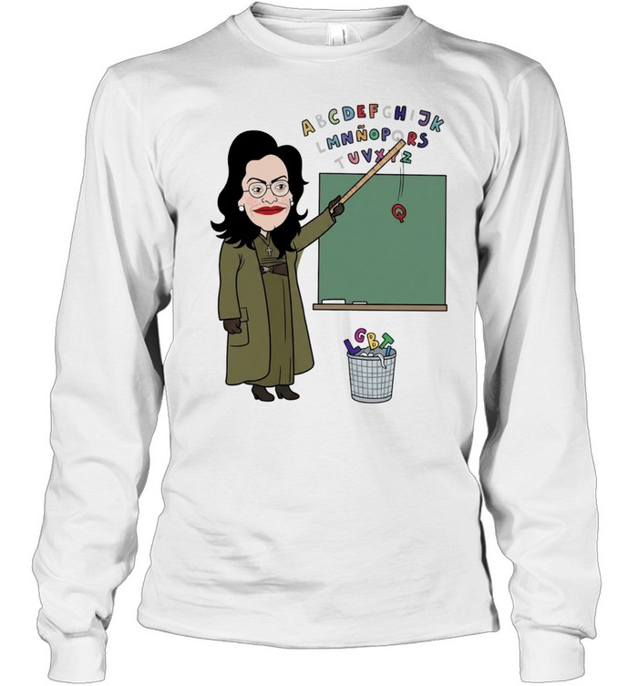 Political Cartoon Teacher Removing Q from LGBT Alphabet Long Sleeve Tee